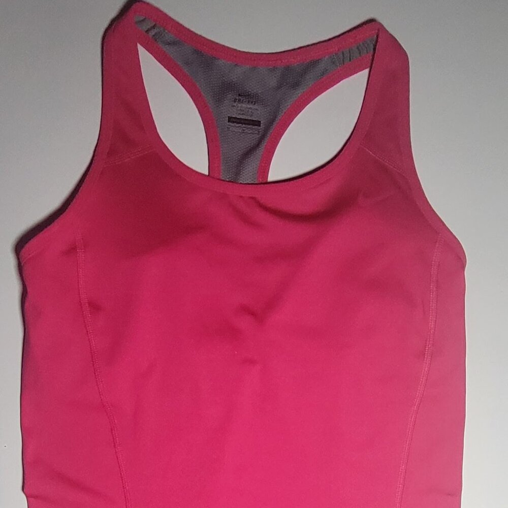 Nike Dri - Fit Womens Athletic Exercise Pink Tank Top with Liner Size Medium